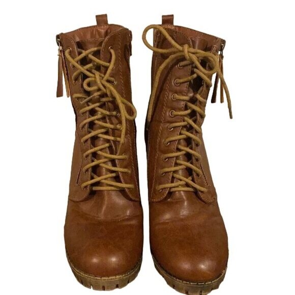 Chunky Heel Lace & Zippered  Combat Boots sz 10 - Picture 2 of 6